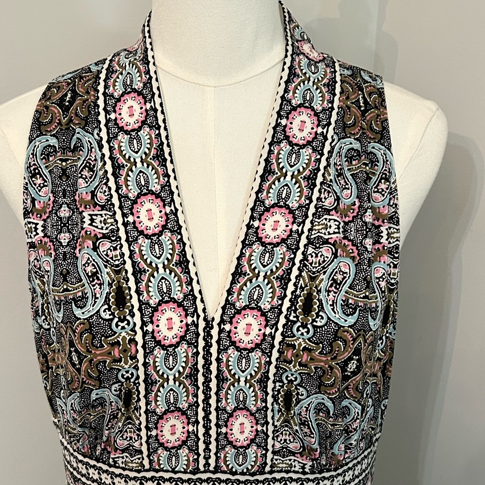 Wisp Sleeveless V-Neck Dress Pretty Trim Accents Mix of Vintage & Bohemian Style